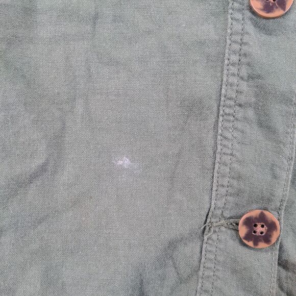 Time And Tru Button Up Linen Jacket Womens XL Long Sleeve Green Chest Pockets - Picture 6 of 14